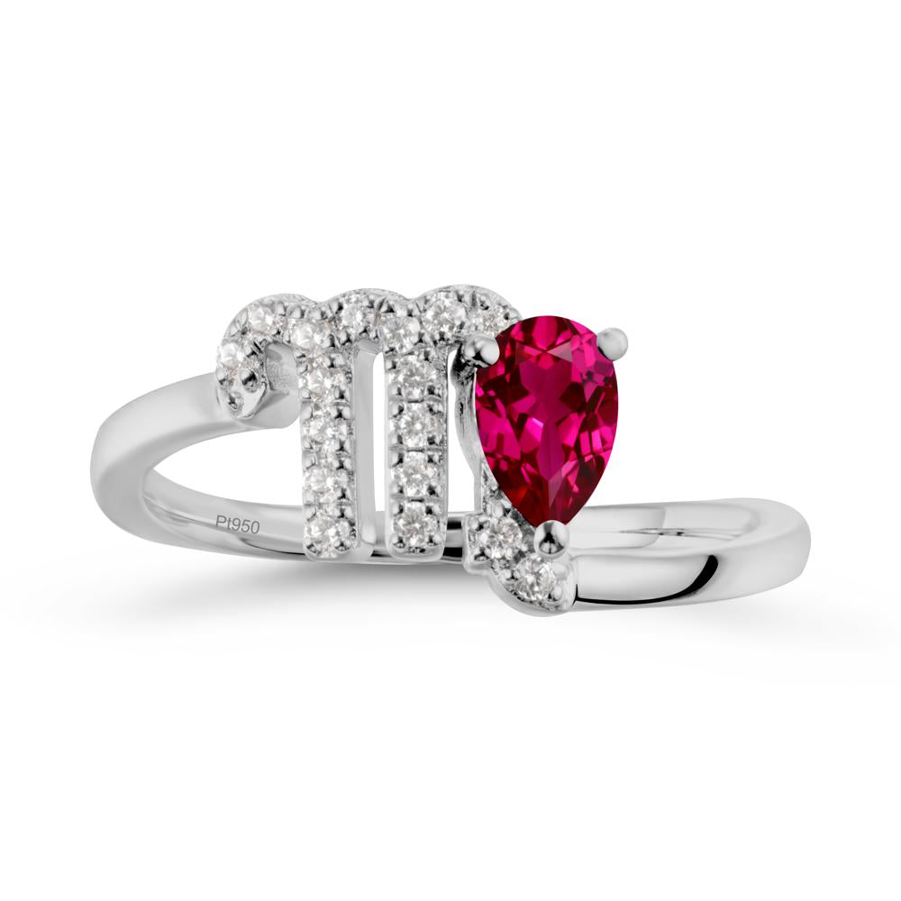Ruby Virgo Zodiac Wraparound Ring - LUO Jewelry #metal_platinum