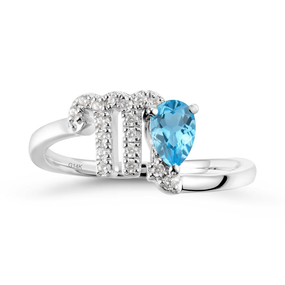 Swiss Blue Topaz Virgo Zodiac Wraparound Ring - LUO Jewelry #metal_14k white gold