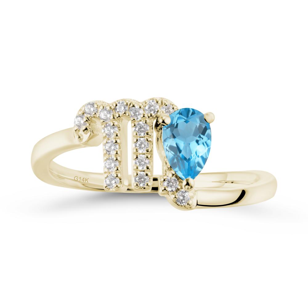 Swiss Blue Topaz Virgo Zodiac Wraparound Ring - LUO Jewelry #metal_14k yellow gold