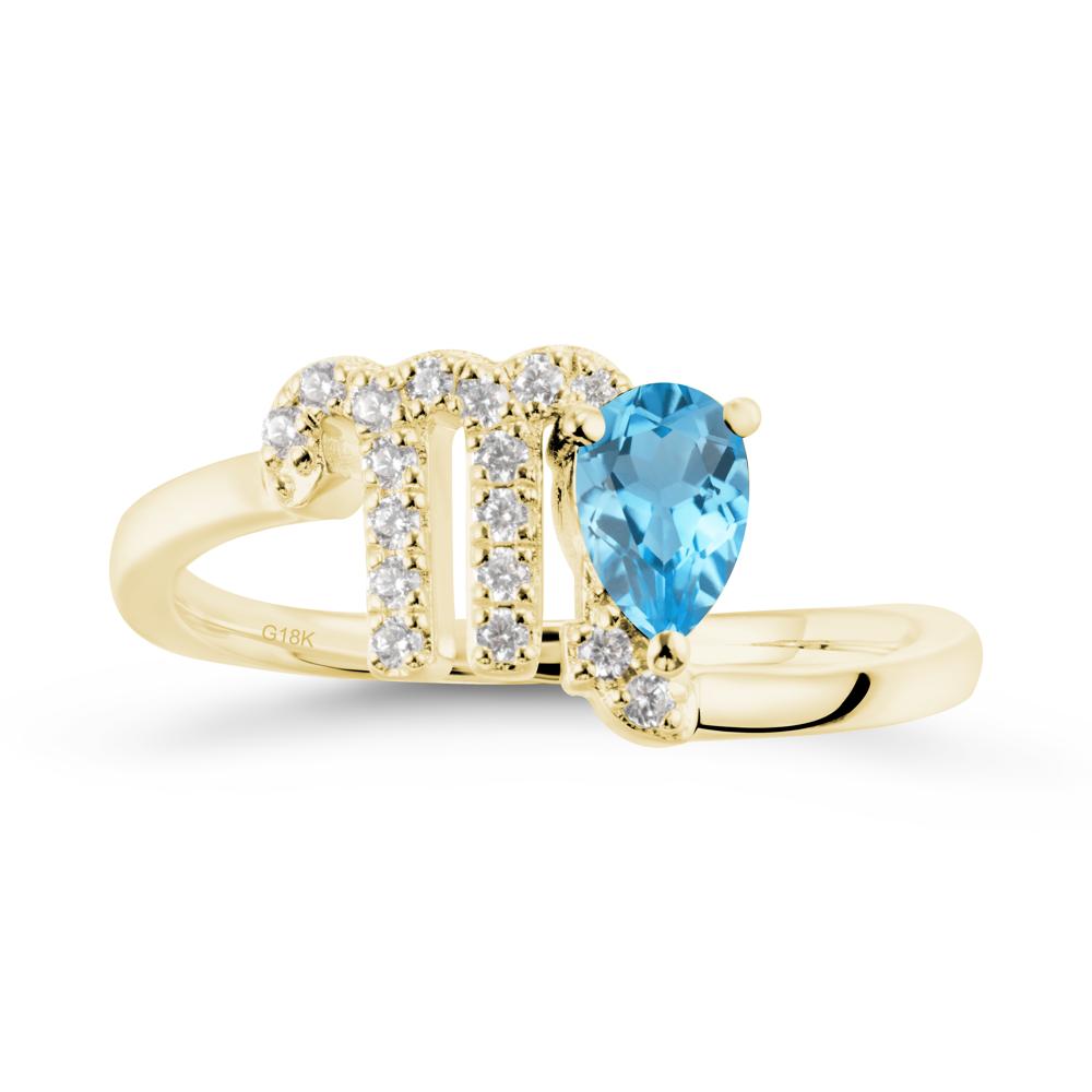 Swiss Blue Topaz Virgo Zodiac Wraparound Ring - LUO Jewelry #metal_18k yellow gold