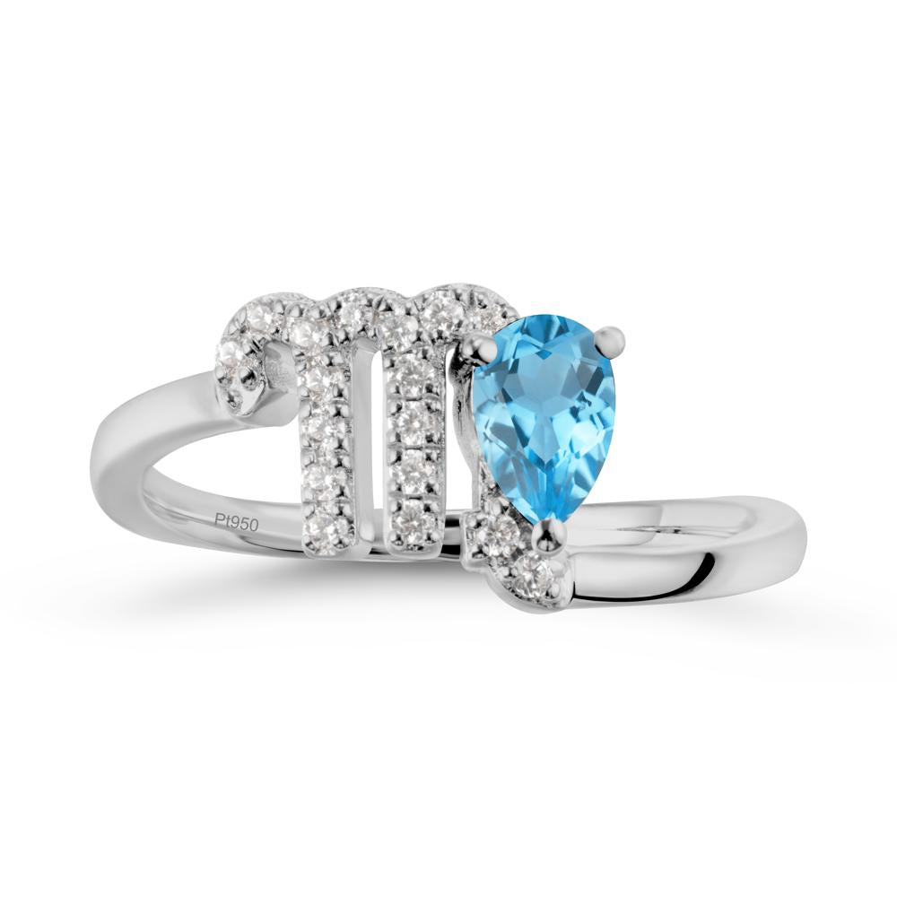 Swiss Blue Topaz Virgo Zodiac Wraparound Ring - LUO Jewelry #metal_platinum