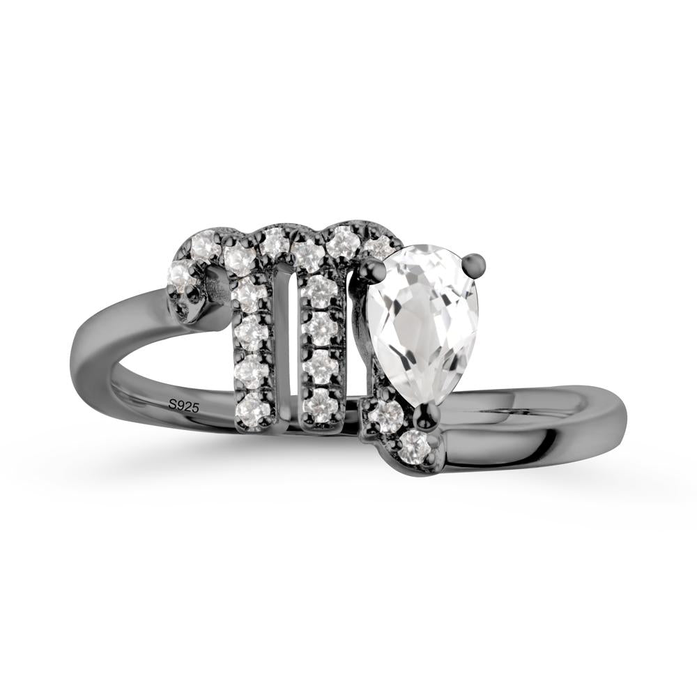 Bypass White Topaz Ring In 14K Rose Gold - LUO Jewelry #metal_black finish sterling silver