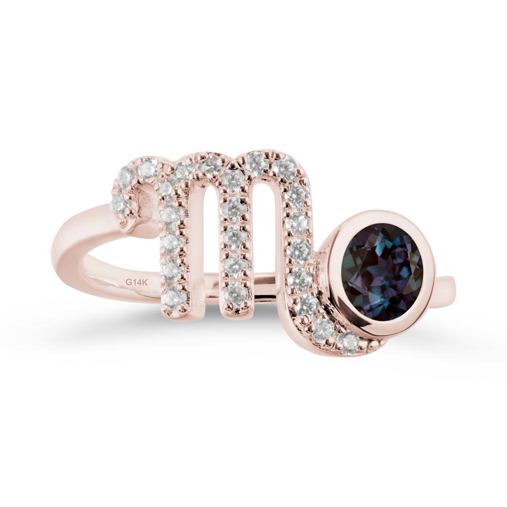 Alexandrite Bypass Scorpio Zodiac Ring-Resourceful & Brave - LUO Jewelry #metal_14k rose gold