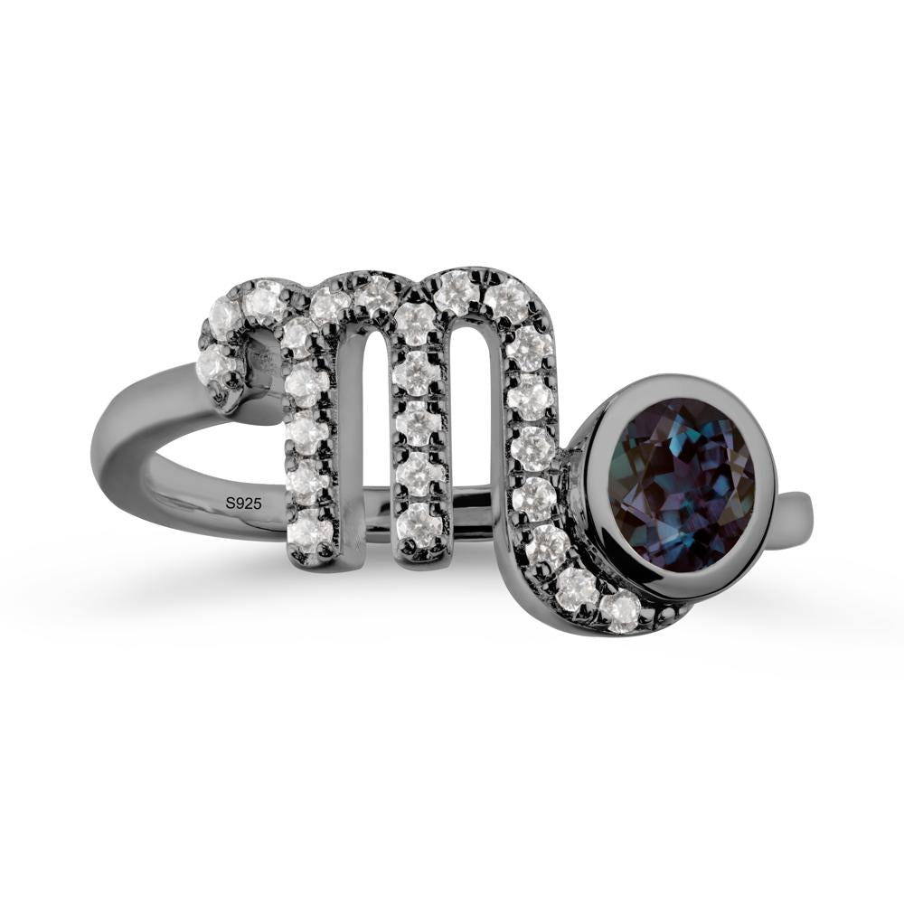 Alexandrite Bypass Scorpio Zodiac Ring-Resourceful & Brave - LUO Jewelry #metal_black finish sterling silver