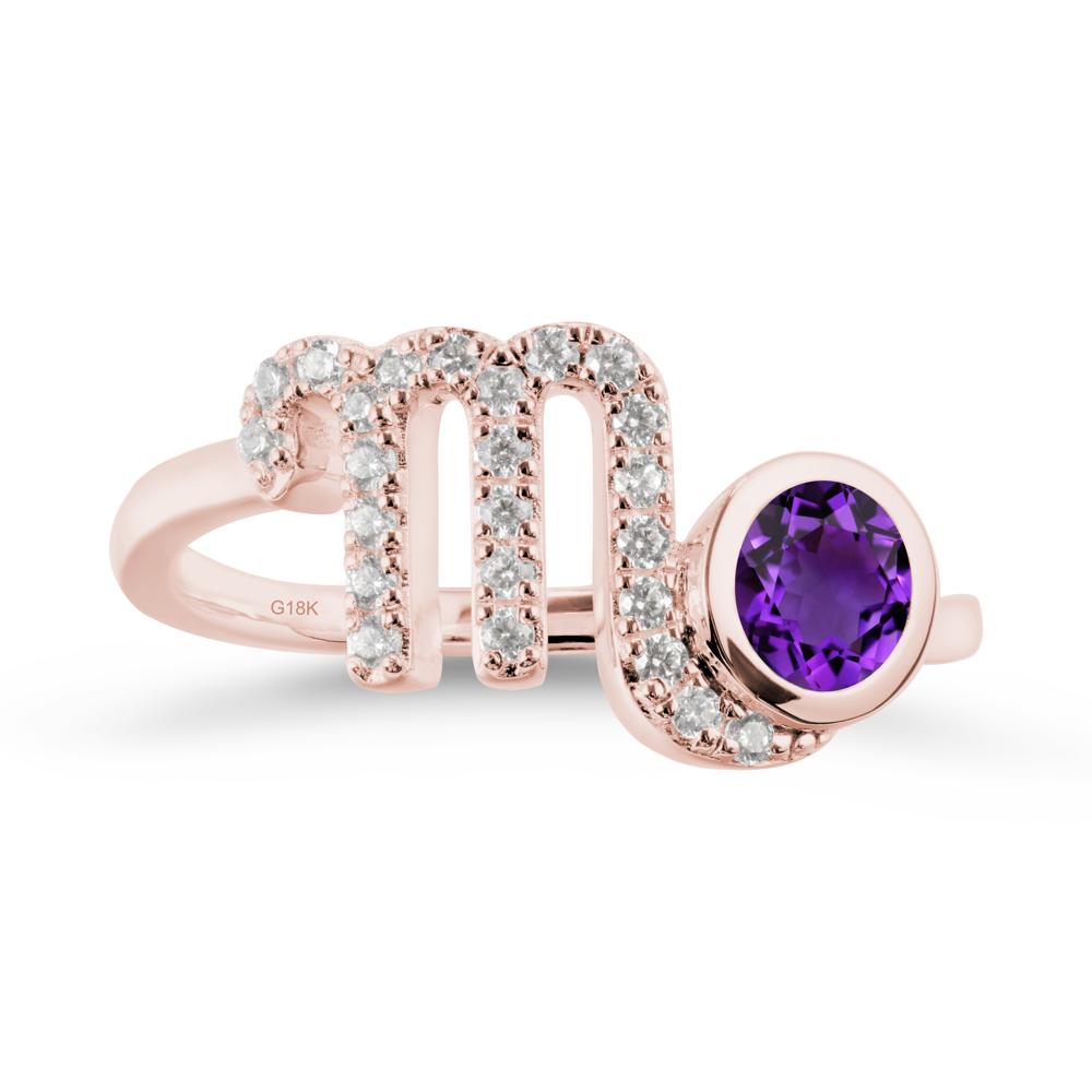 Round Amethyst Wrap Around Scorpio Zodiac Ring - LUO Jewelry #metal_18k rose gold
