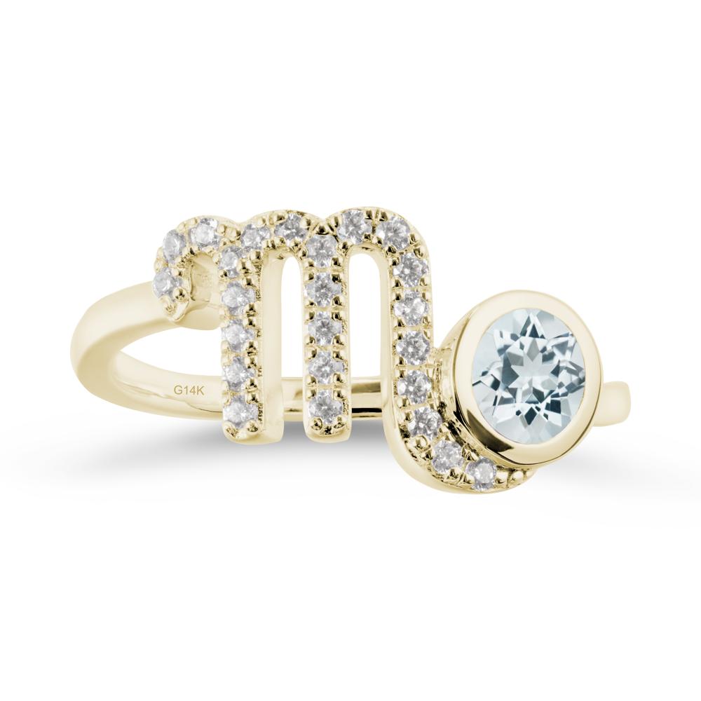 Aquamarine Bypass Scorpio Zodiac Ring-Resourceful & Brave - LUO Jewelry #metal_14k yellow gold