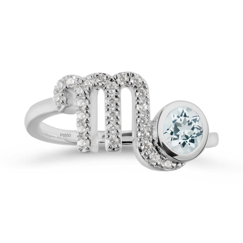 Aquamarine Bypass Scorpio Zodiac Ring-Resourceful & Brave - LUO Jewelry #metal_platinum