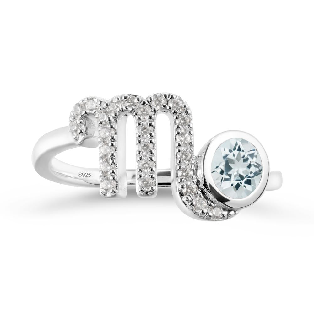 Aquamarine Bypass Scorpio Zodiac Ring-Resourceful & Brave - LUO Jewelry #metal_sterling silver