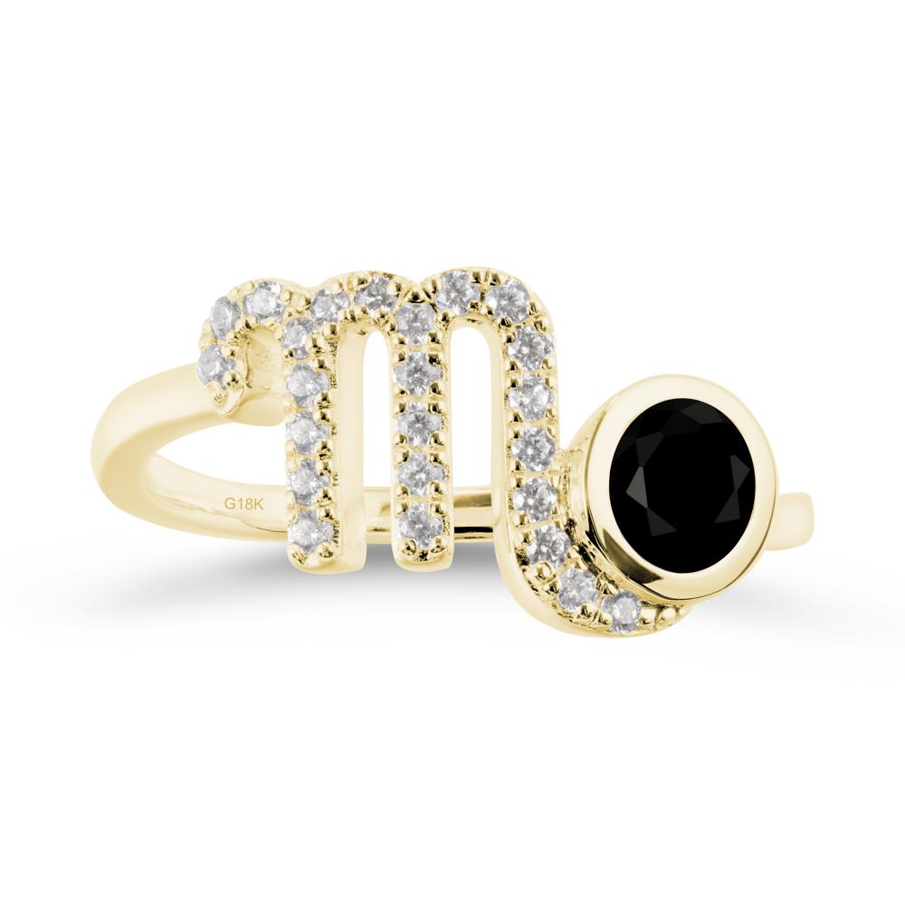 Round Black Spinel Wrap Around Scorpio Zodiac Ring - LUO Jewelry #metal_18k yellow gold