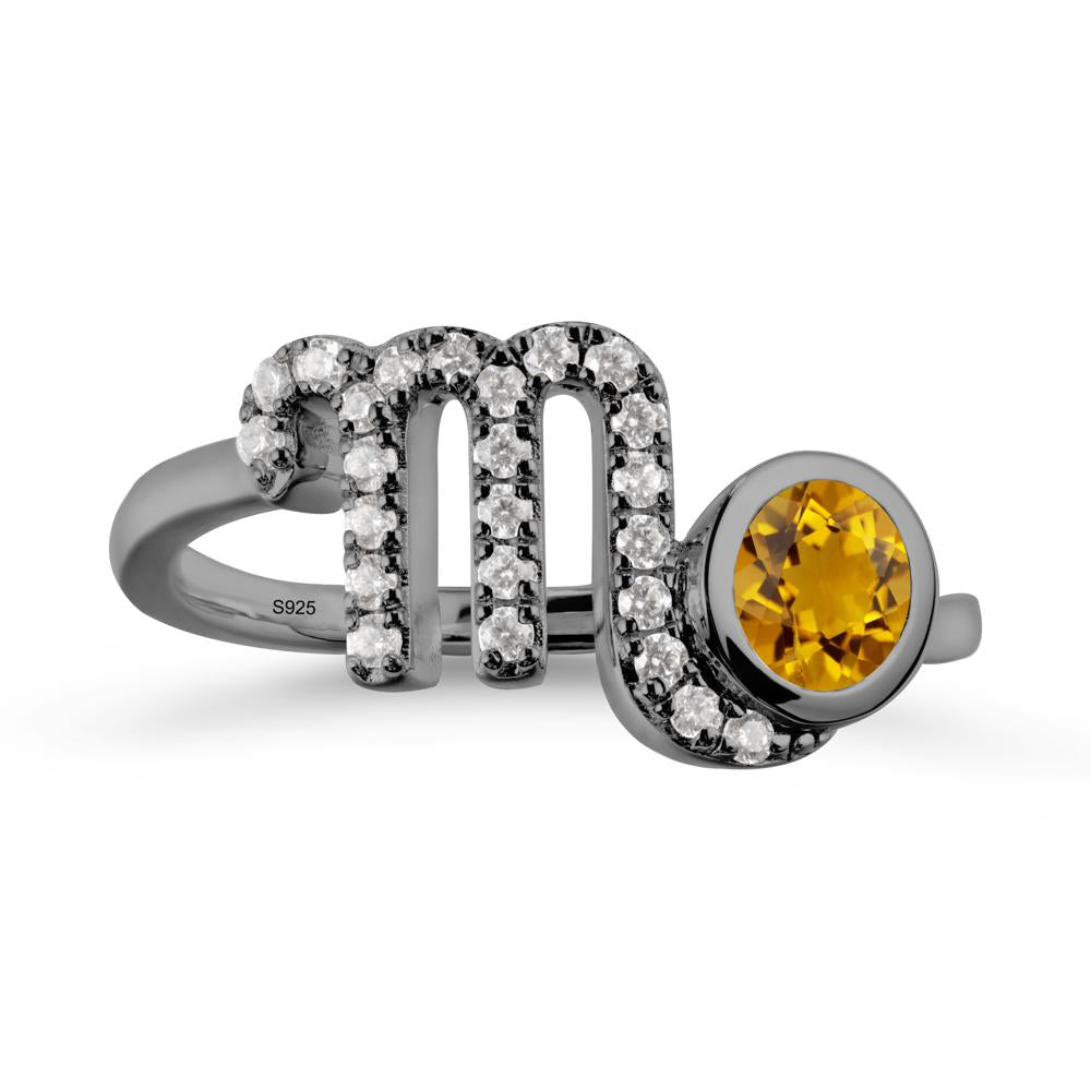 Citrine Bypass Scorpio Zodiac Ring-Resourceful & Brave - LUO Jewelry #metal_black finish sterling silver