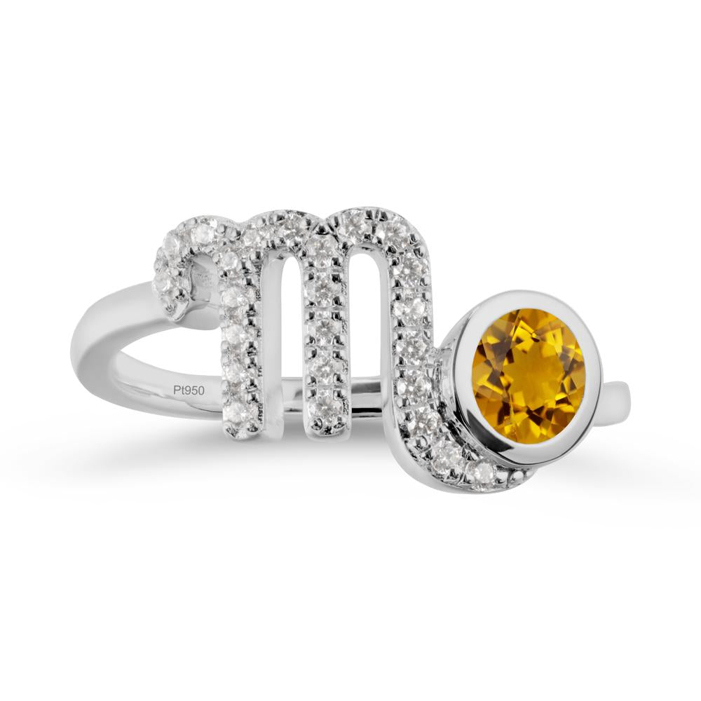 Citrine Bypass Scorpio Zodiac Ring-Resourceful & Brave - LUO Jewelry #metal_platinum