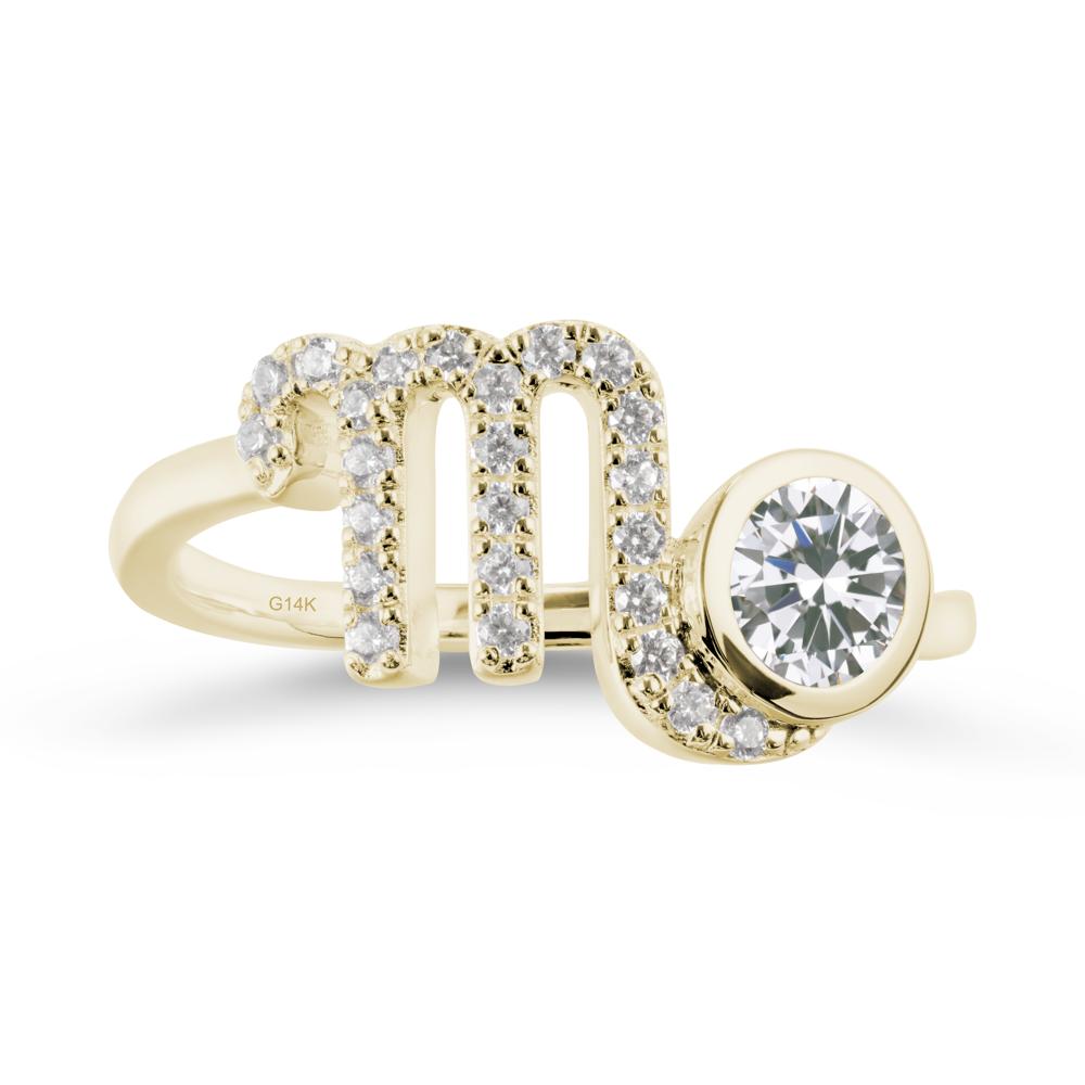 Round Cubic Zirconia Wrap Around Scorpio Zodiac Ring - LUO Jewelry #metal_14k yellow gold