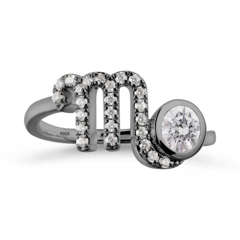 Diamond Bypass Scorpio Zodiac Ring-Resourceful & Brave - LUO Jewelry #metal_black finish sterling silver