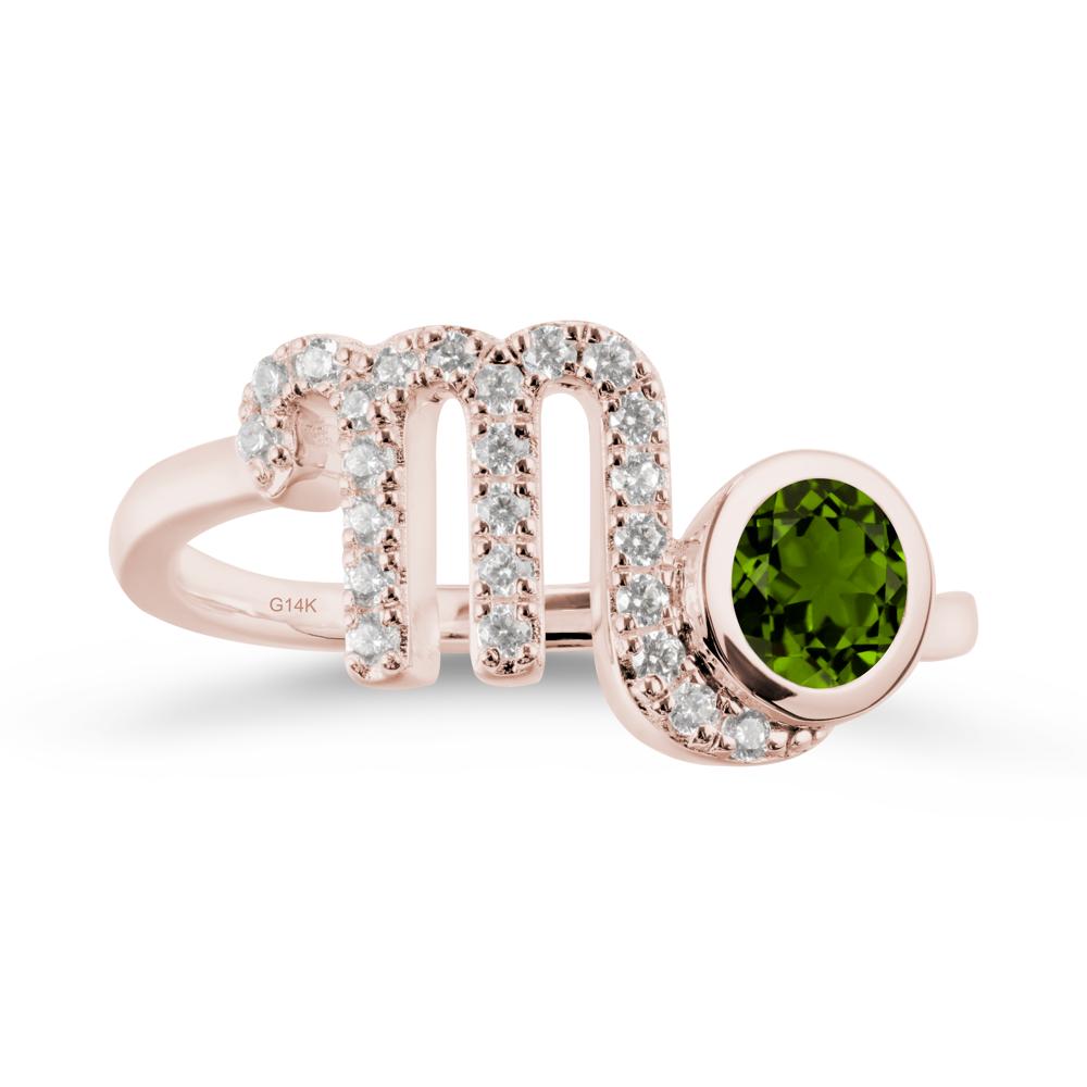 Round Diopside Wrap Around Scorpio Zodiac Ring - LUO Jewelry #metal_14k rose gold