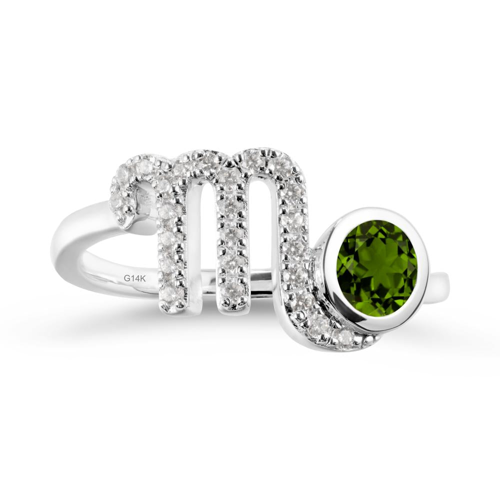 Round Diopside Wrap Around Scorpio Zodiac Ring - LUO Jewelry #metal_14k white gold