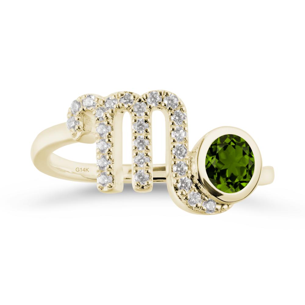 Round Diopside Wrap Around Scorpio Zodiac Ring - LUO Jewelry #metal_14k yellow gold