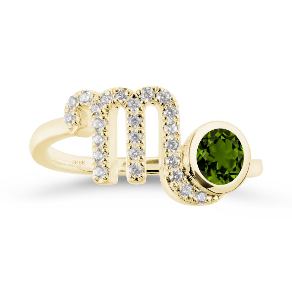 Round Diopside Wrap Around Scorpio Zodiac Ring - LUO Jewelry #metal_18k yellow gold