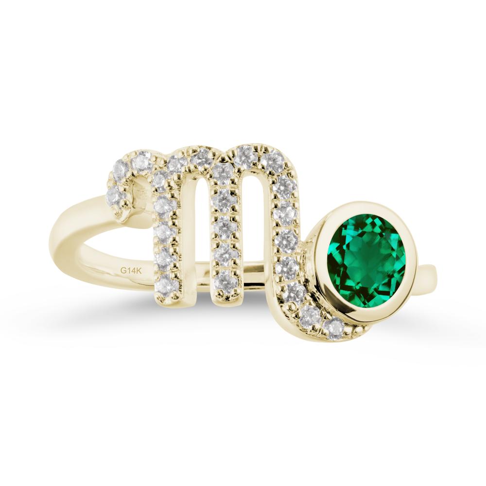 Emerald Bypass Scorpio Zodiac Ring-Resourceful & Brave - LUO Jewelry #metal_14k yellow gold