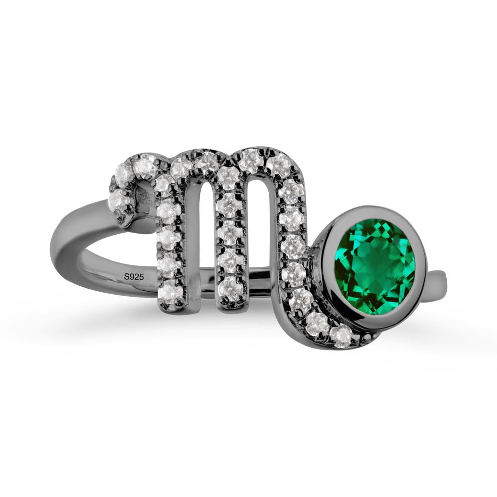 Emerald Bypass Scorpio Zodiac Ring-Resourceful & Brave - LUO Jewelry #metal_black finish sterling silver