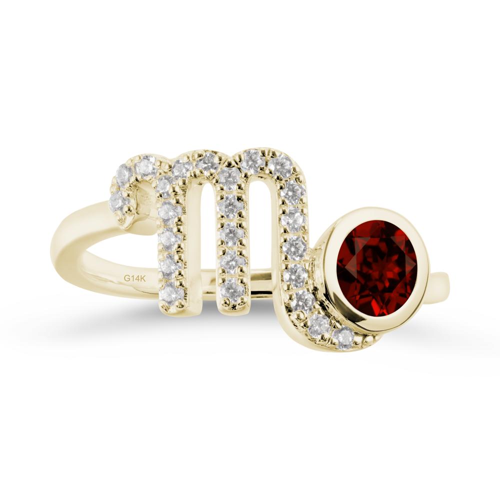 Round Garnet Wrap Around Scorpio Zodiac Ring - LUO Jewelry #metal_14k yellow gold