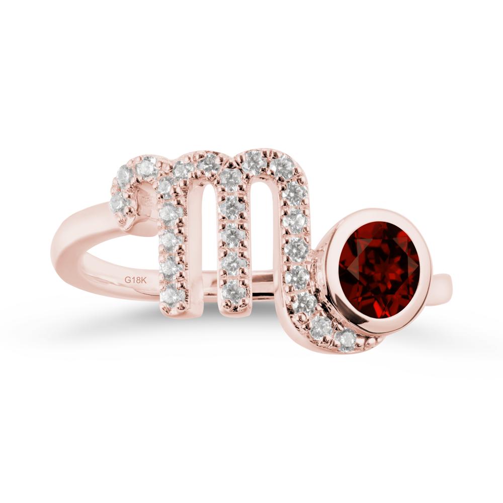 Round Garnet Wrap Around Scorpio Zodiac Ring - LUO Jewelry #metal_18k rose gold