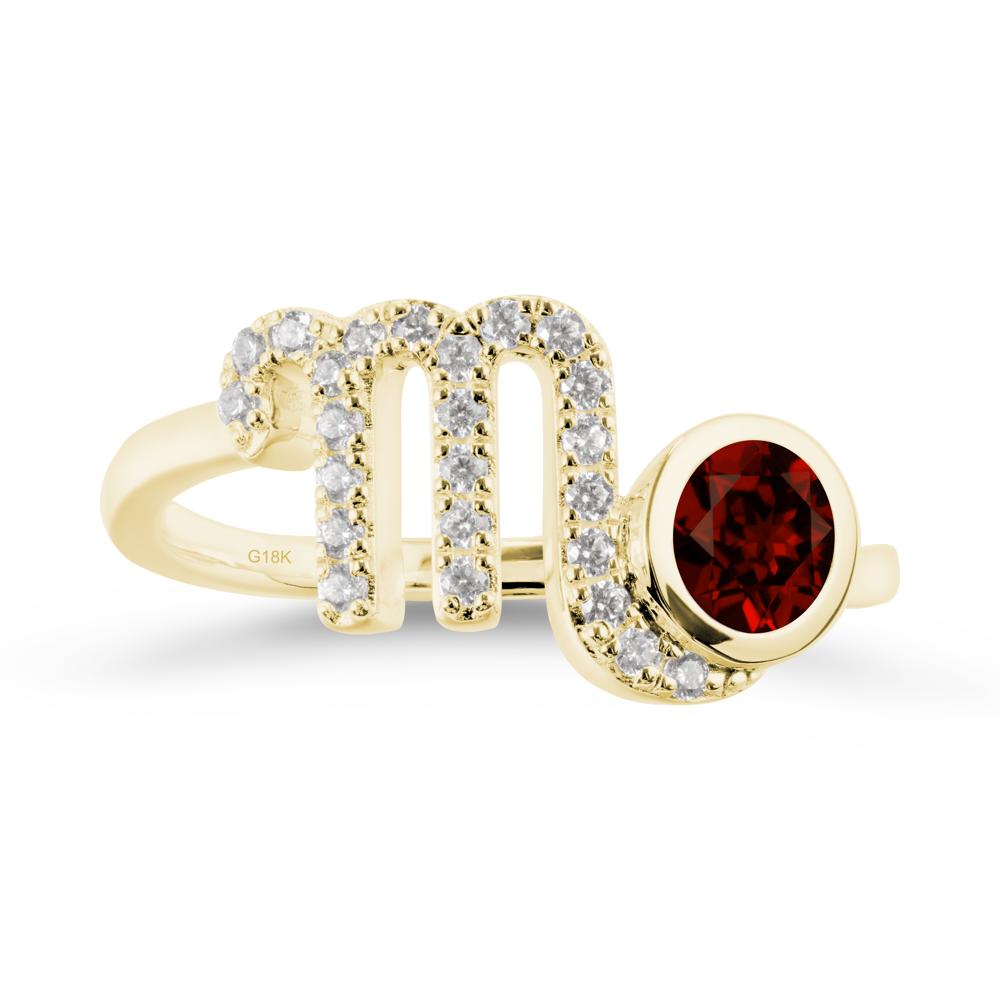 Round Garnet Wrap Around Scorpio Zodiac Ring - LUO Jewelry #metal_18k yellow gold