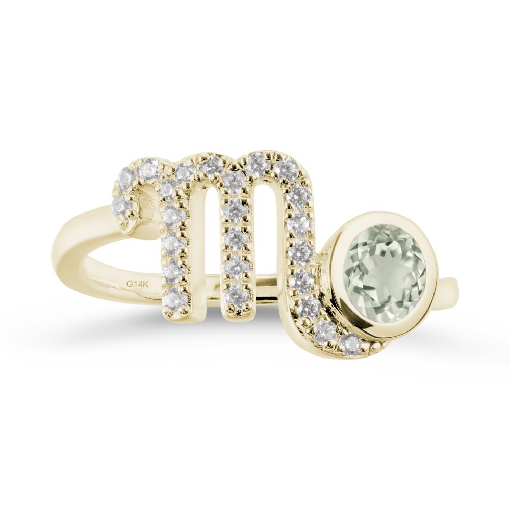 Green Amethyst Bypass Scorpio Zodiac Ring-Resourceful & Brave - LUO Jewelry #metal_14k yellow gold