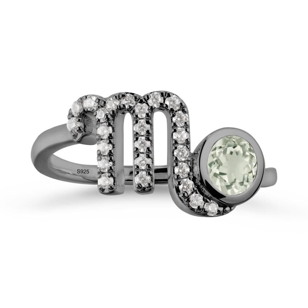 Green Amethyst Bypass Scorpio Zodiac Ring-Resourceful & Brave - LUO Jewelry #metal_black finish sterling silver