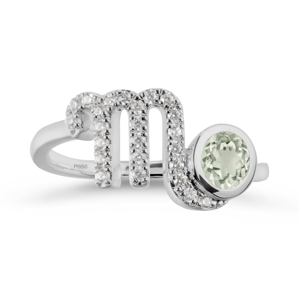 Green Amethyst Bypass Scorpio Zodiac Ring-Resourceful & Brave - LUO Jewelry #metal_platinum