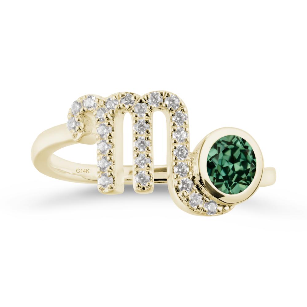 Round Green Sapphire Wrap Around Scorpio Zodiac Ring - LUO Jewelry #metal_14k yellow gold