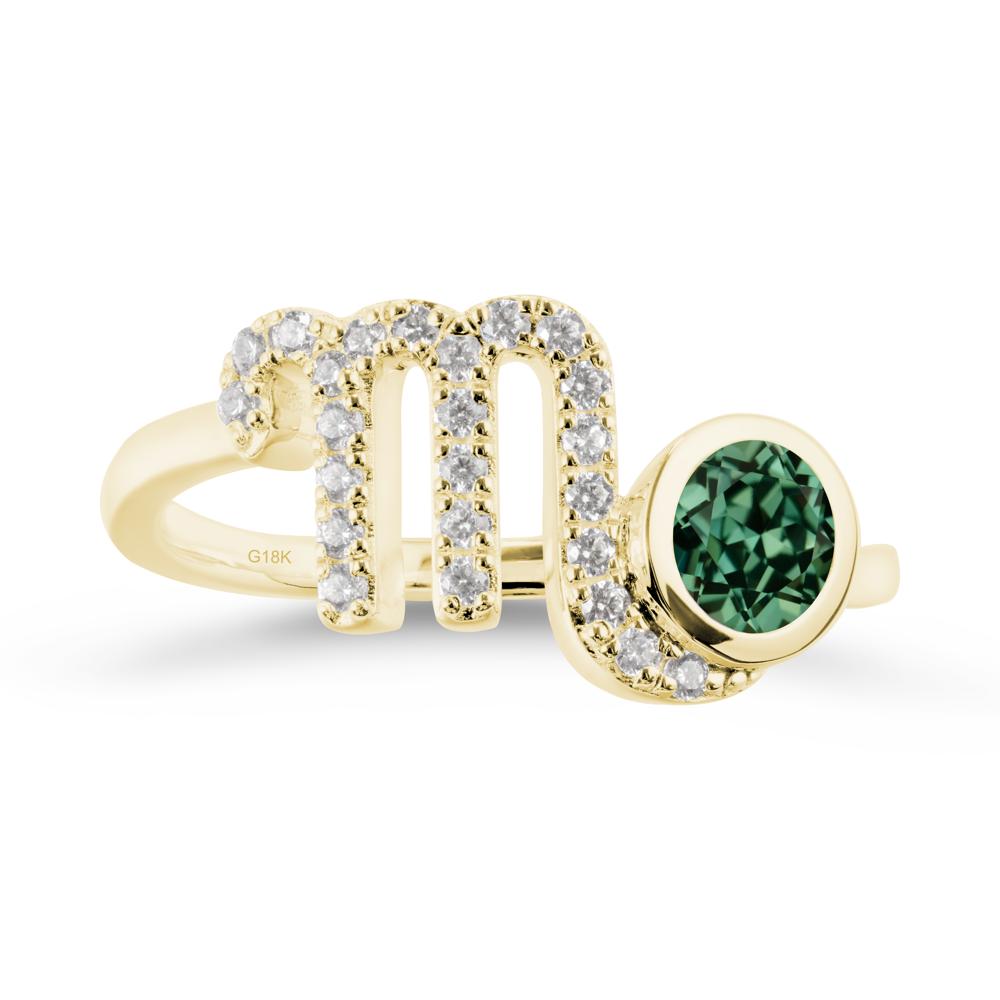 Round Green Sapphire Wrap Around Scorpio Zodiac Ring - LUO Jewelry #metal_18k yellow gold