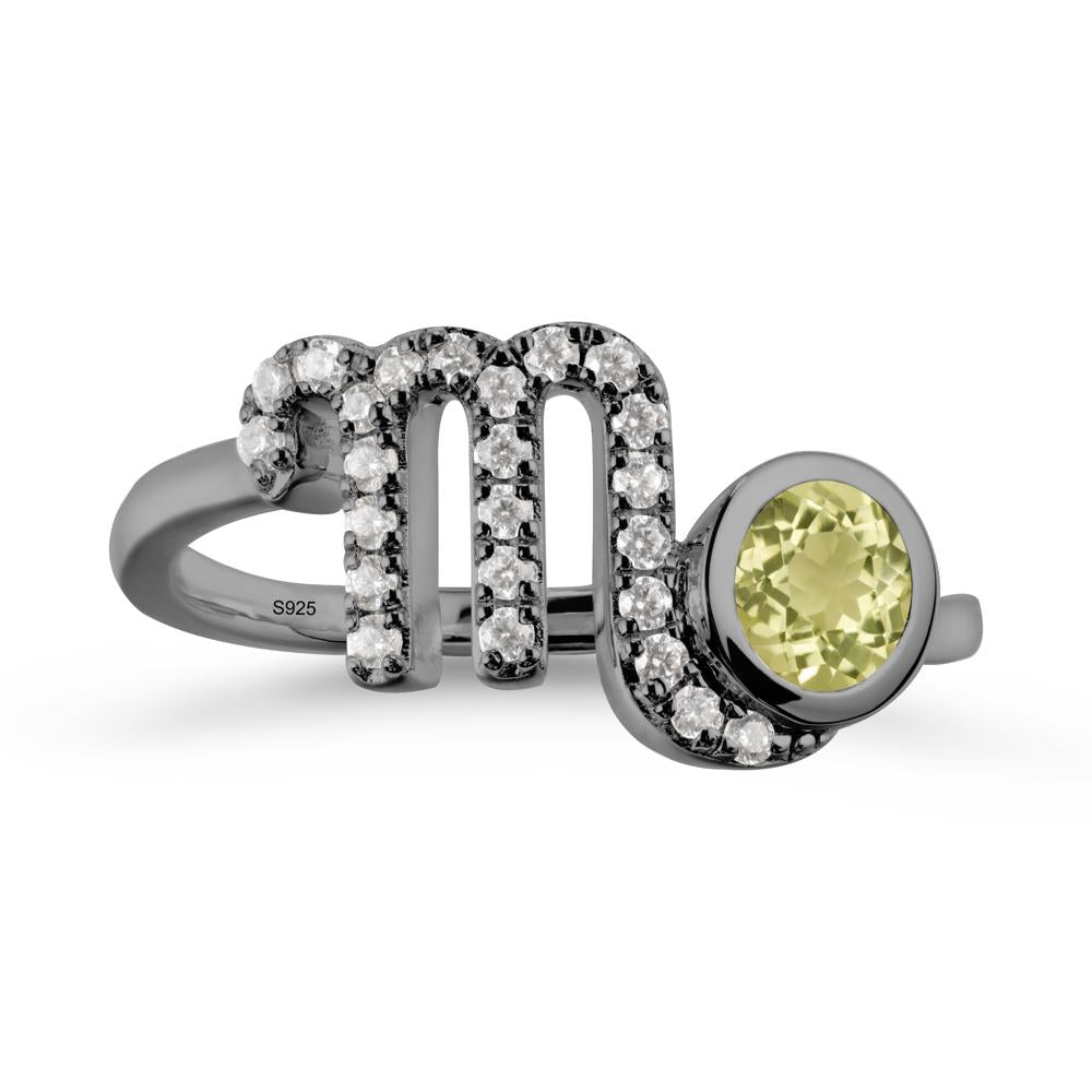 Lemon Quartz Bypass Scorpio Zodiac Ring-Resourceful & Brave - LUO Jewelry #metal_black finish sterling silver