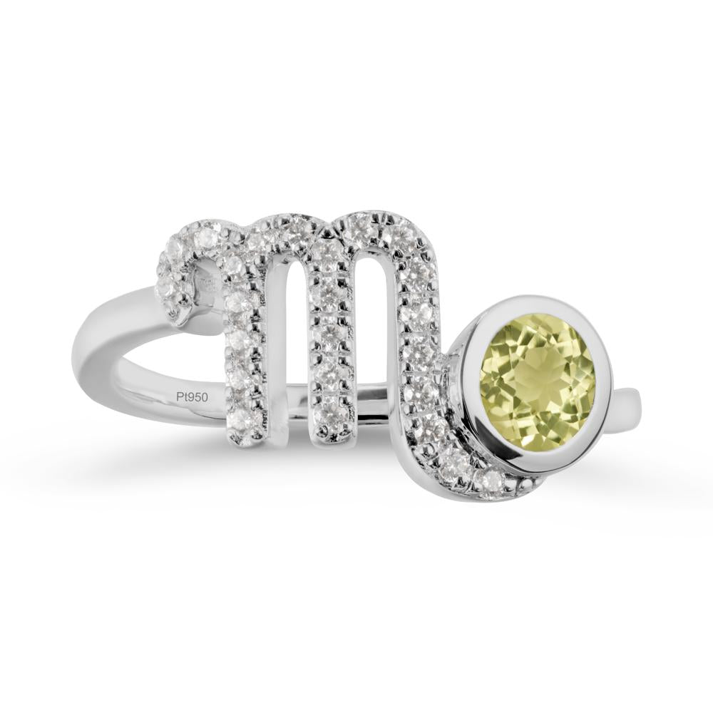 Lemon Quartz Bypass Scorpio Zodiac Ring-Resourceful & Brave - LUO Jewelry #metal_platinum