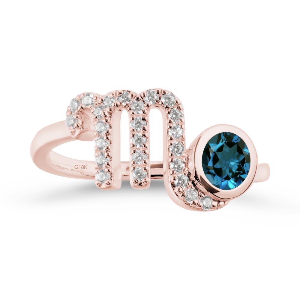 Round London Blue Topaz Wrap Around Scorpio Zodiac Ring - LUO Jewelry #metal_18k rose gold