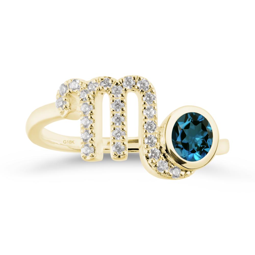 Round London Blue Topaz Wrap Around Scorpio Zodiac Ring - LUO Jewelry #metal_18k yellow gold