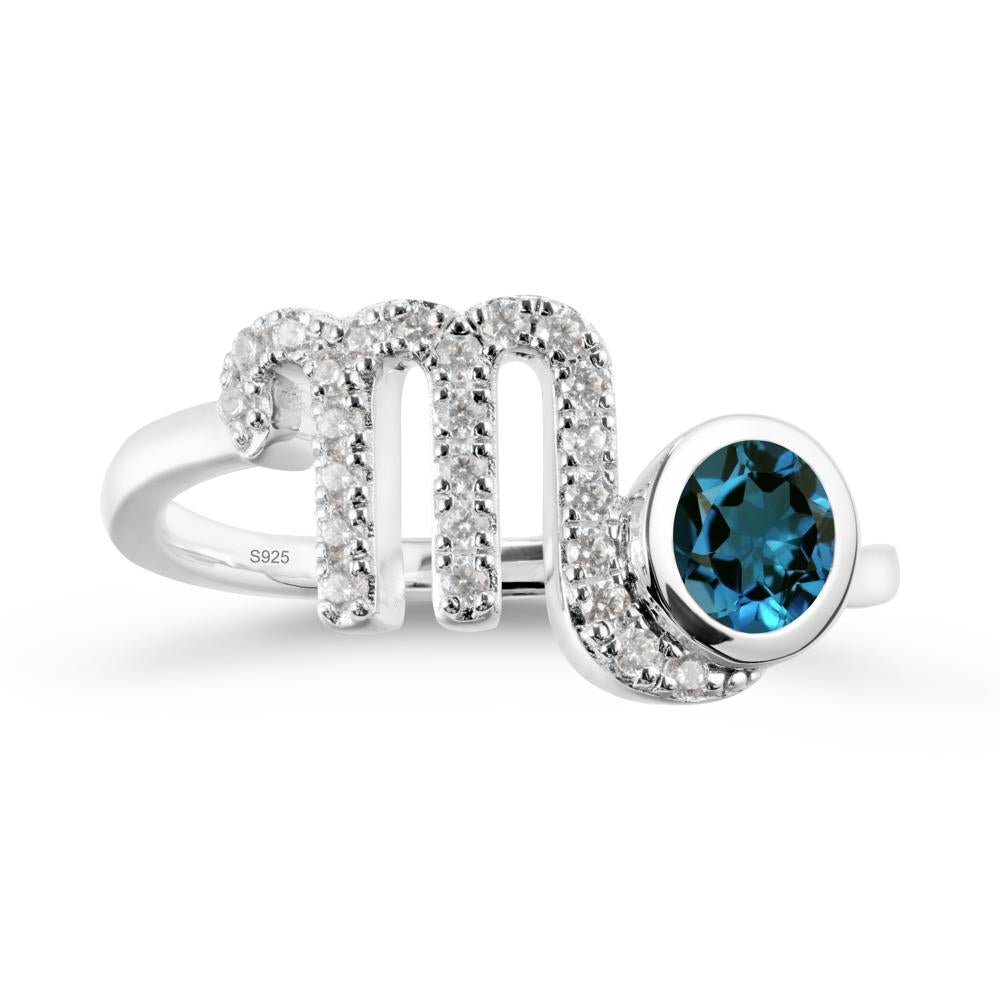 Round London Blue Topaz Wrap Around Scorpio Zodiac Ring - LUO Jewelry #metal_sterling silver