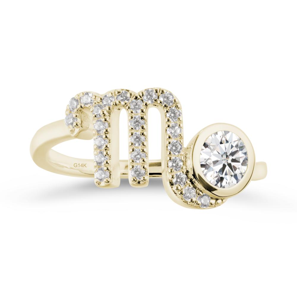 Moissanite Bypass Scorpio Zodiac Ring-Resourceful & Brave - LUO Jewelry #metal_14k yellow gold