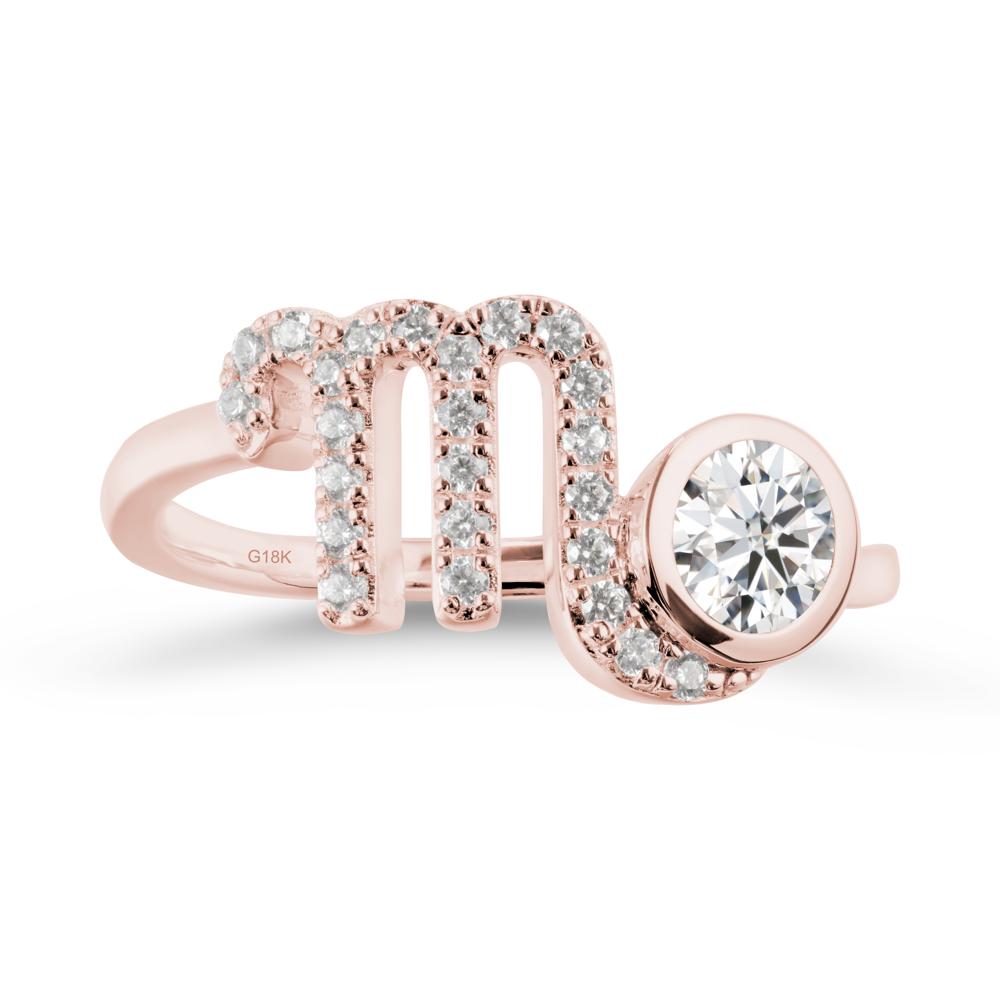 Moissanite Bypass Scorpio Zodiac Ring-Resourceful & Brave - LUO Jewelry #metal_18k rose gold