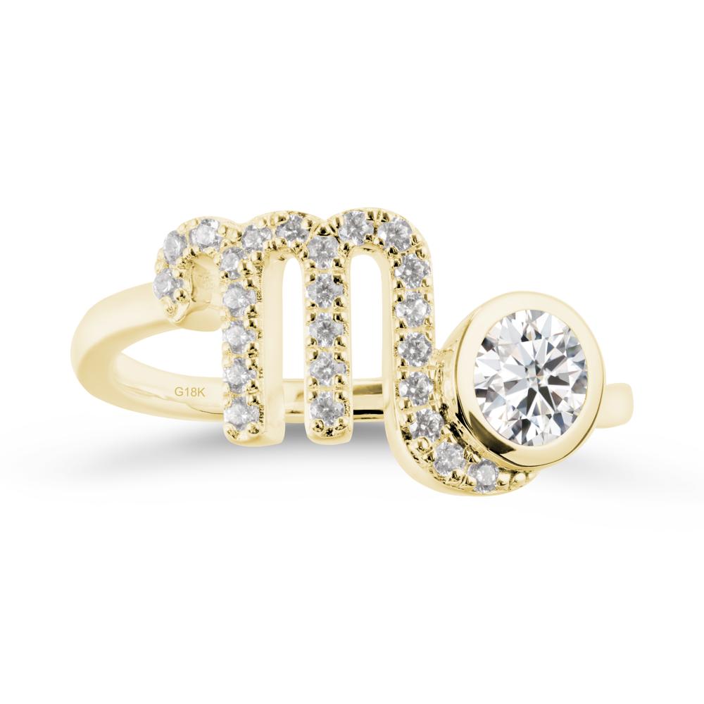 Moissanite Bypass Scorpio Zodiac Ring-Resourceful & Brave - LUO Jewelry #metal_18k yellow gold