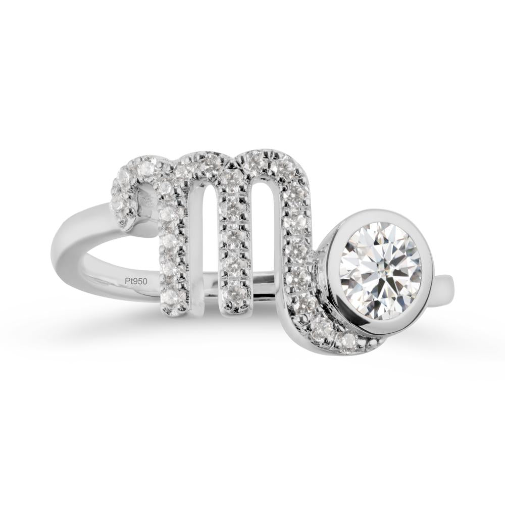 Moissanite Bypass Scorpio Zodiac Ring-Resourceful & Brave - LUO Jewelry #metal_platinum