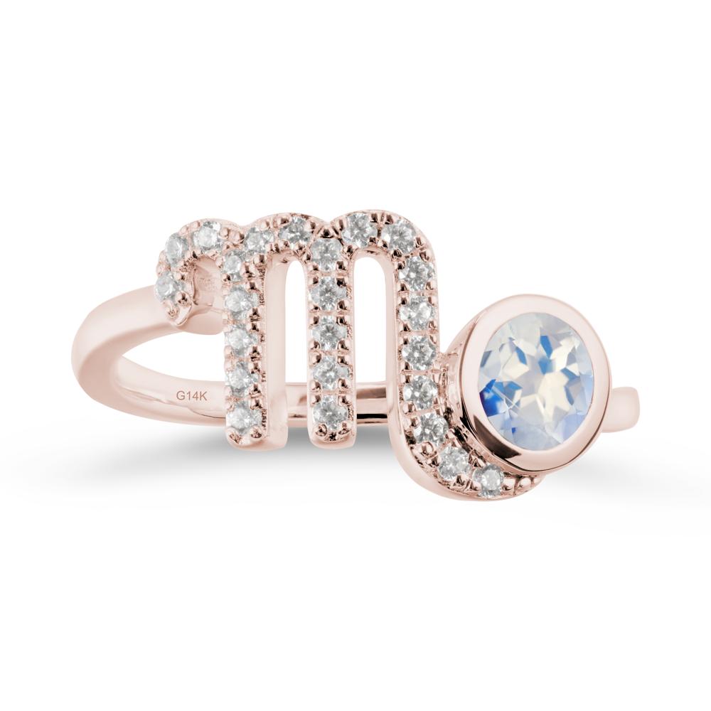 Round Moonstone Wrap Around Scorpio Zodiac Ring - LUO Jewelry #metal_14k rose gold