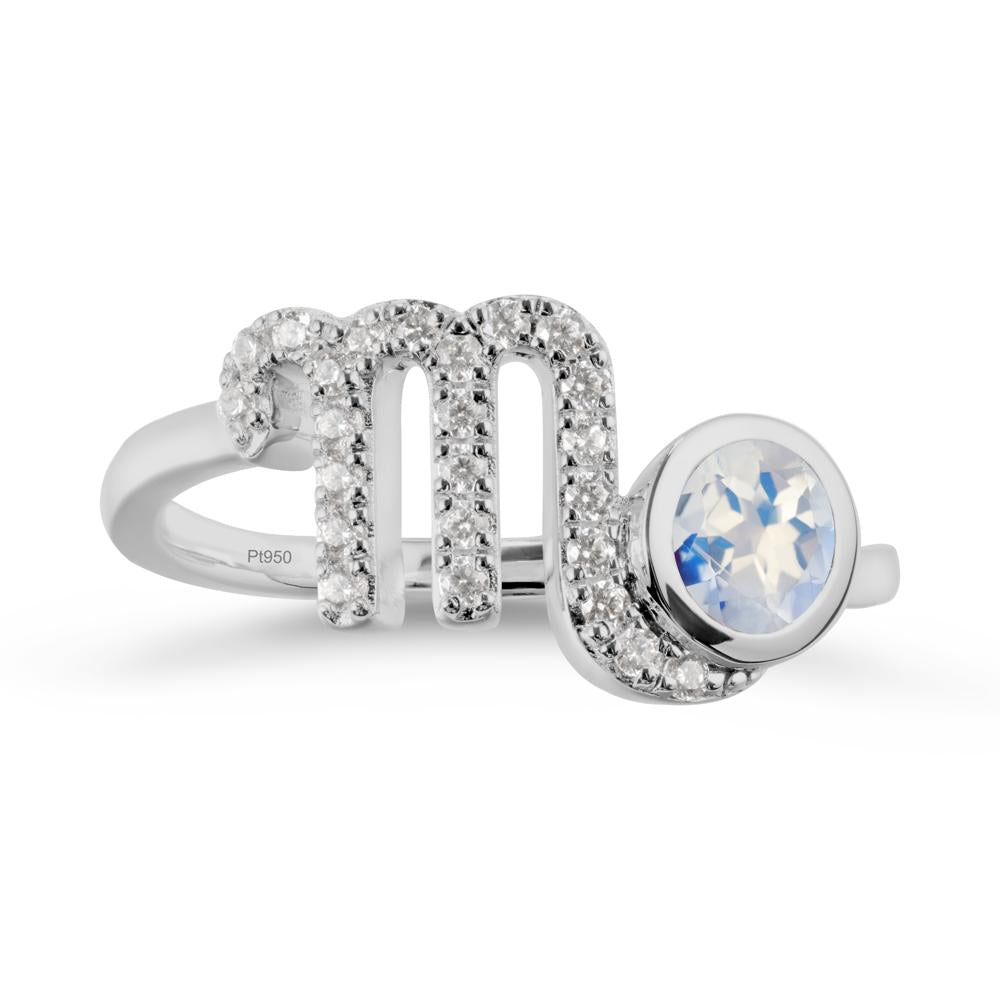 Round Moonstone Wrap Around Scorpio Zodiac Ring - LUO Jewelry #metal_platinum