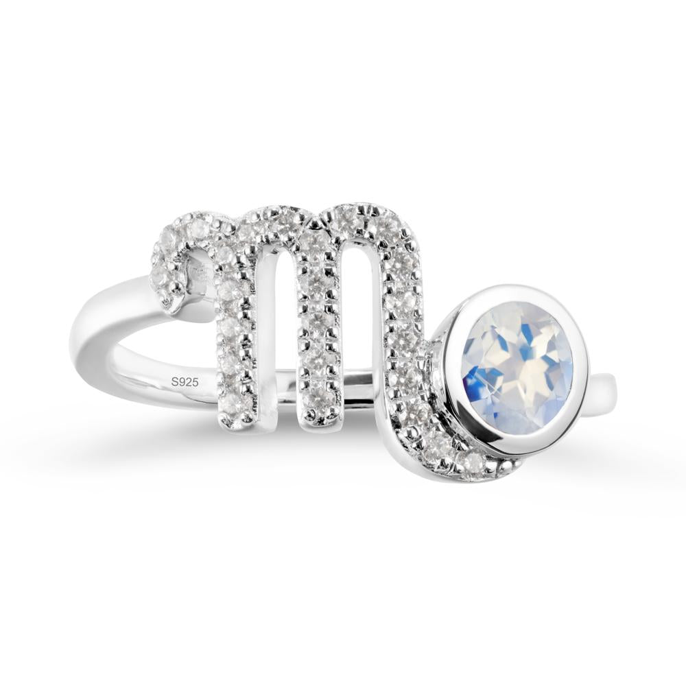 Round Moonstone Wrap Around Scorpio Zodiac Ring - LUO Jewelry #metal_sterling silver