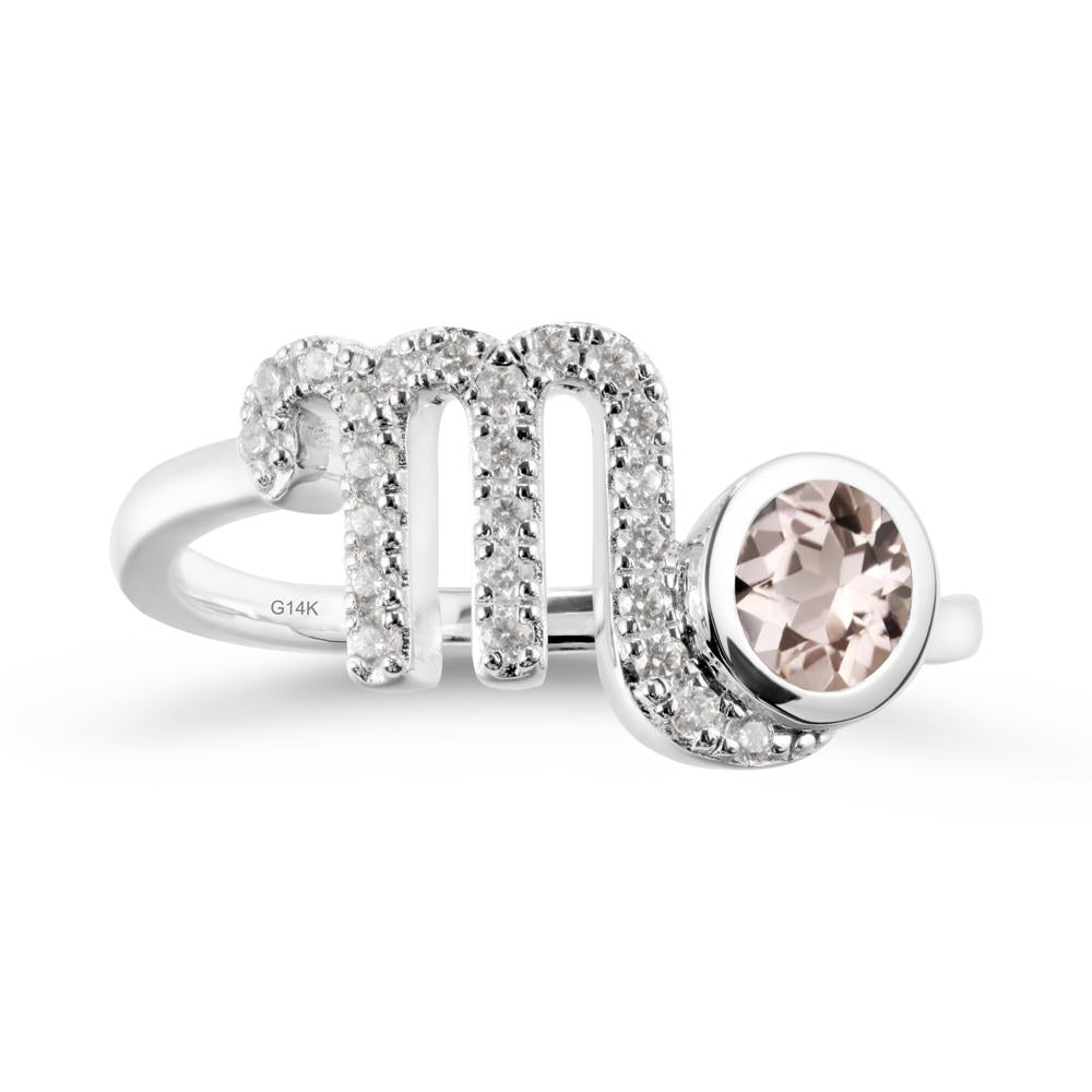 Morganite Bypass Scorpio Zodiac Ring-Resourceful & Brave - LUO Jewelry #metal_14k white gold
