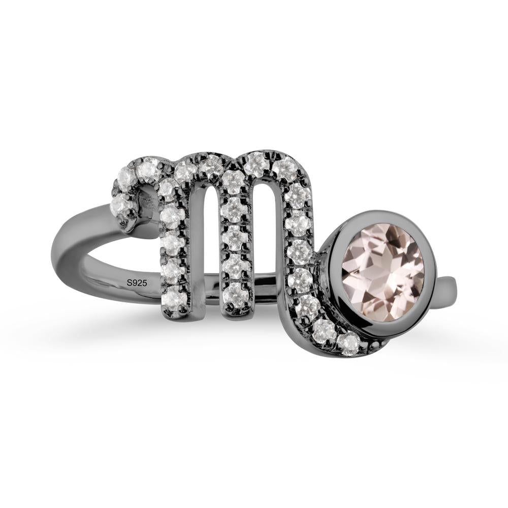 Morganite Bypass Scorpio Zodiac Ring-Resourceful & Brave - LUO Jewelry #metal_black finish sterling silver