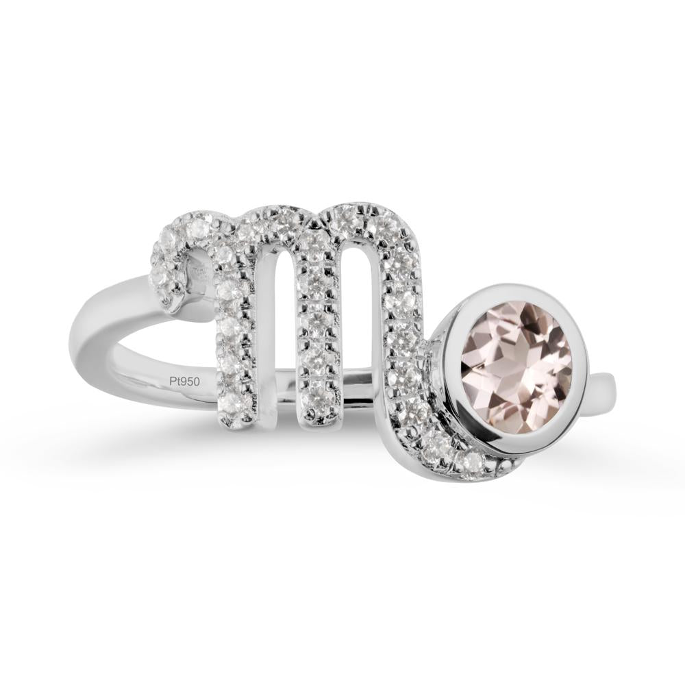 Morganite Bypass Scorpio Zodiac Ring-Resourceful & Brave - LUO Jewelry #metal_platinum