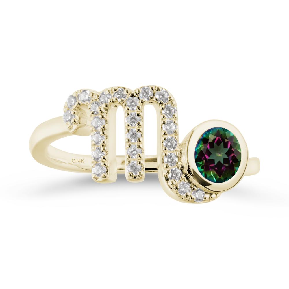Round Mystic Topaz Wrap Around Scorpio Zodiac Ring - LUO Jewelry #metal_14k yellow gold