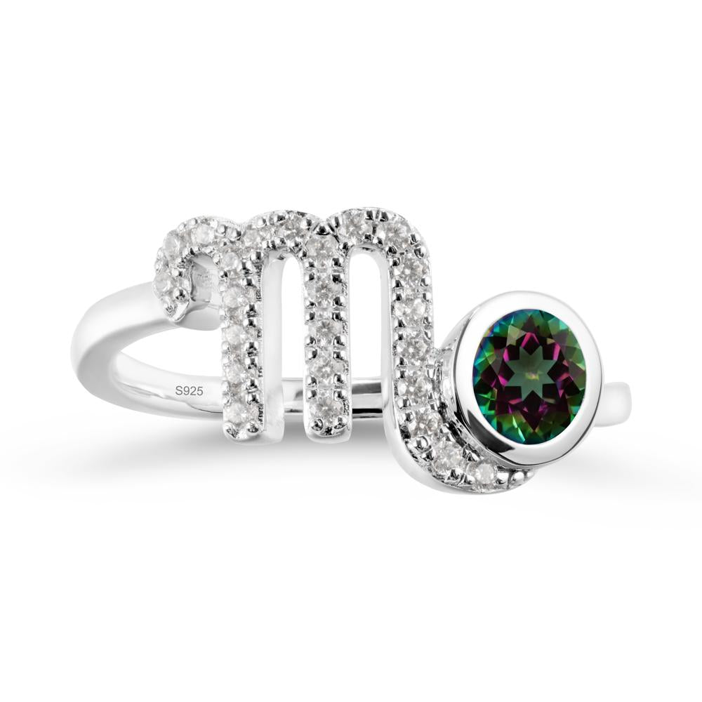 Round Mystic Topaz Wrap Around Scorpio Zodiac Ring - LUO Jewelry #metal_sterling silver