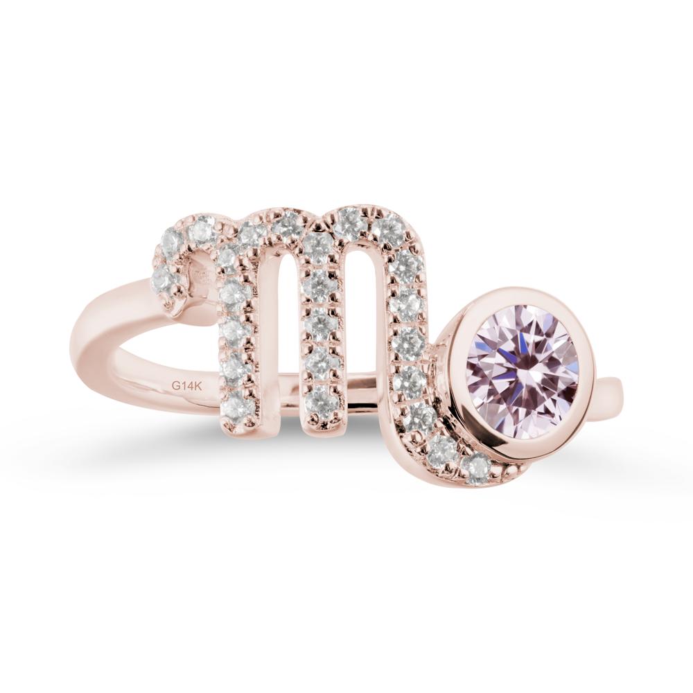 Pink Cubic Zirconia Bypass Scorpio Zodiac Ring-Resourceful & Brave - LUO Jewelry #metal_14k rose gold