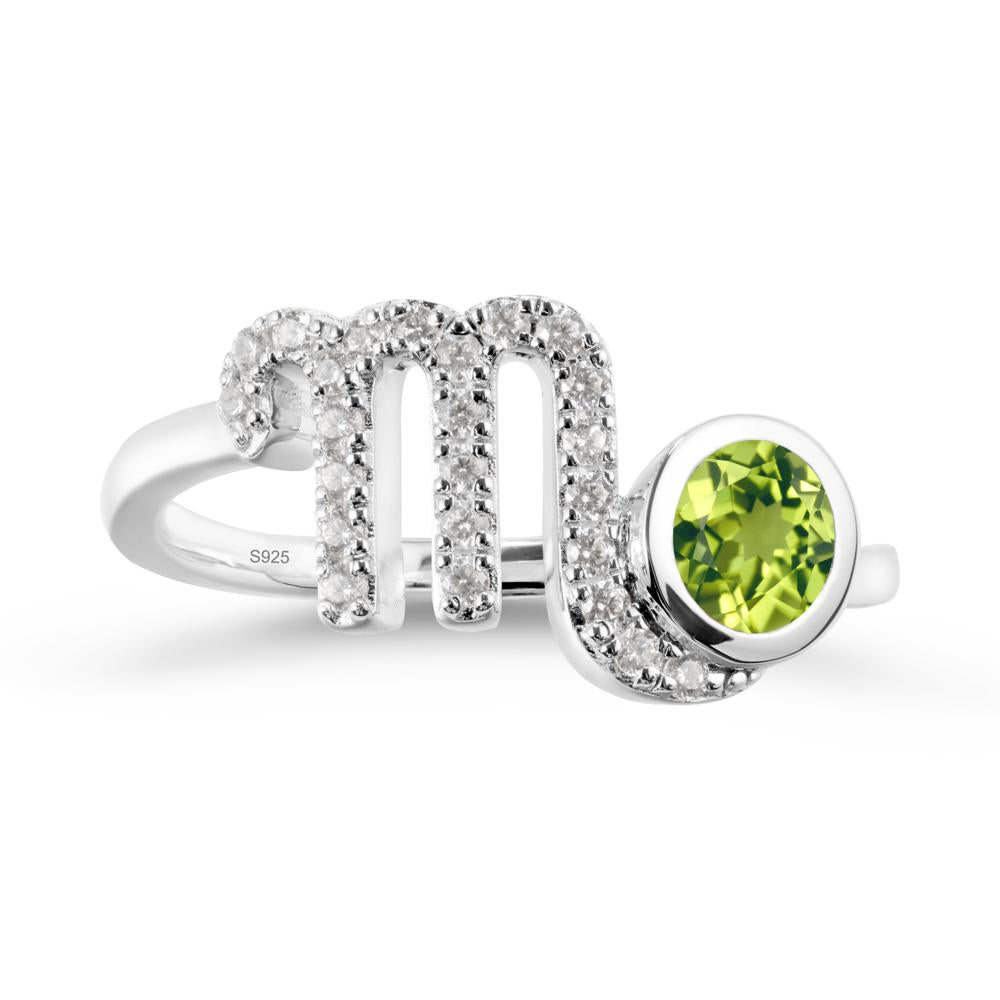 Round Peridot Wrap Around Scorpio Zodiac Ring - LUO Jewelry #metal_sterling silver